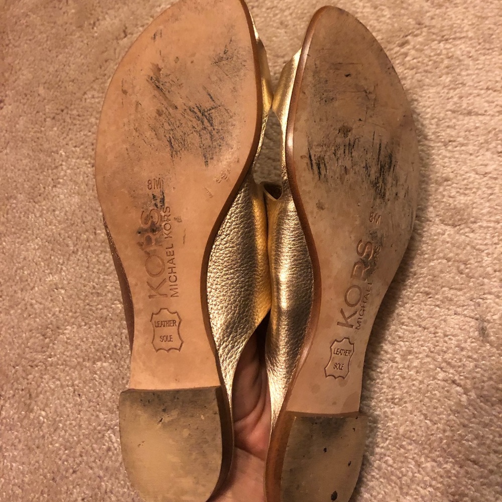 Gold Leather Sandals - Picture 3 of 3